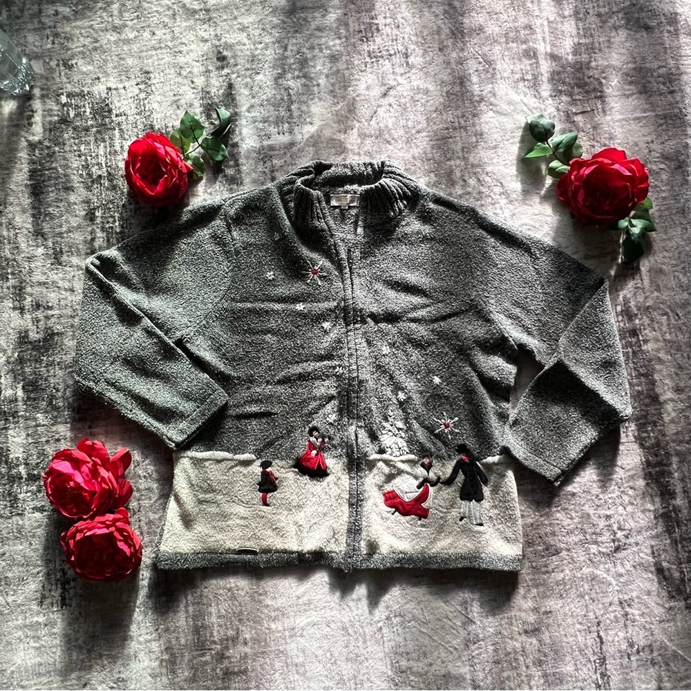 Vintage Northern Reflections ice-skating zip cardigan